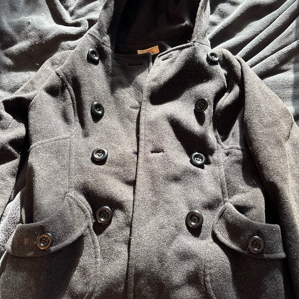 Jennifer Lopez Charcoal Wool Blend Coat